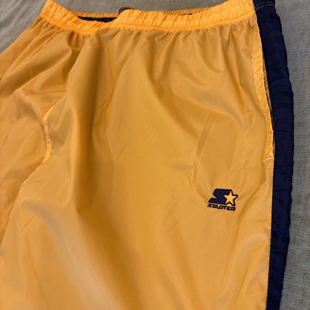 VTG Starter Track Pants Reversible Black Yellow Side Zip Workout Gym Pants SZ XL - Picture 8 of 11